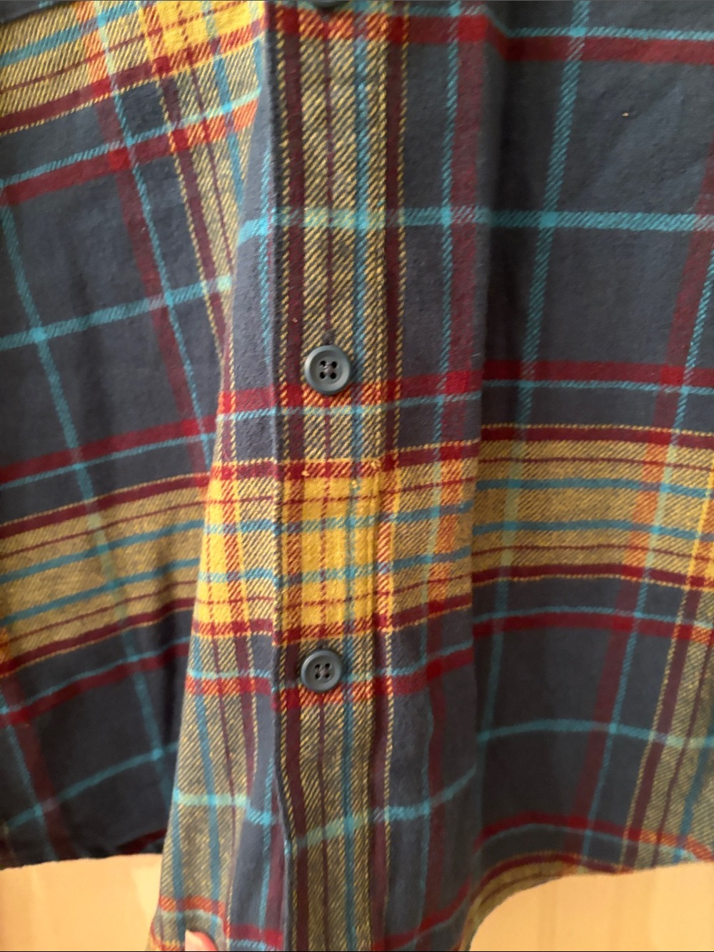 Original Use Hooded Plaid Button-Up Shirt - Blue & Yellow M NWT - Picture 7 of 8